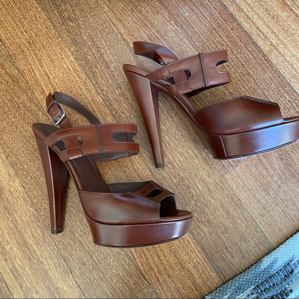 YSL Cognac Platform Heels - Picture 3 of 10